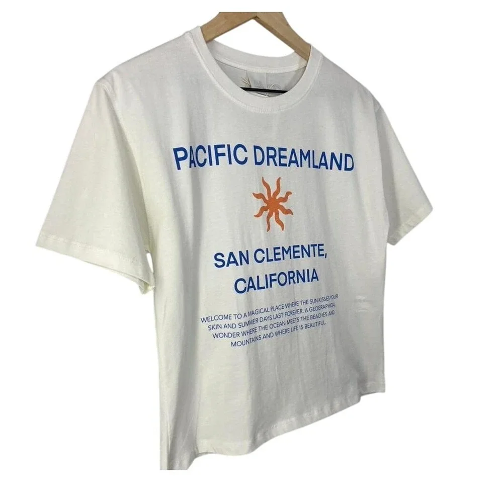 Zara Kids Pacific Dreamland San Clemente California Graphic T-Shirt White 12-13